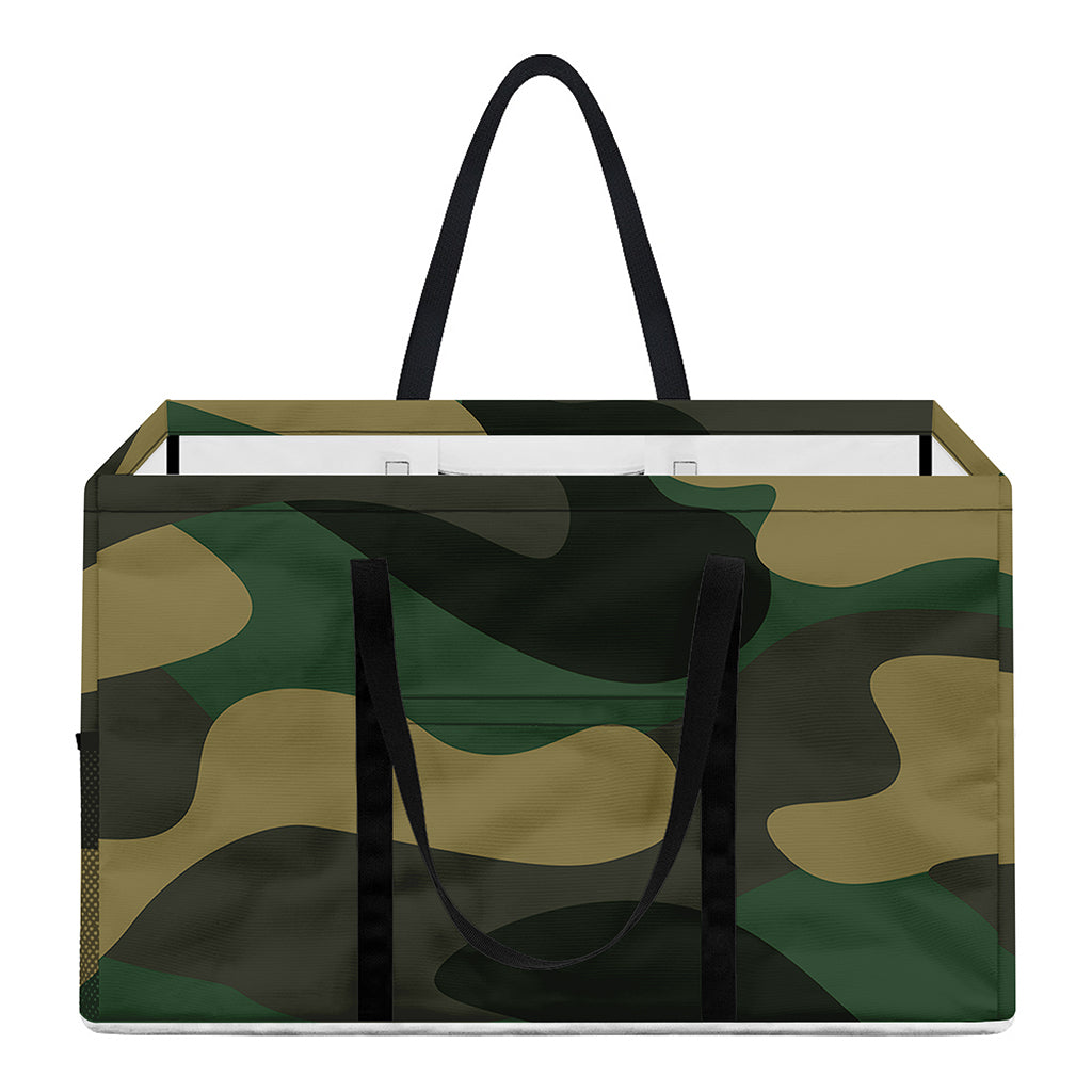Black And Green Camouflage Print Utility Tote Bag