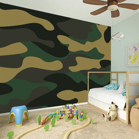 Black And Green Camouflage Print Wall Sticker