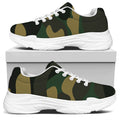 Black And Green Camouflage Print White Chunky Shoes