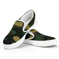 Black And Green Camouflage Print White Slip On Sneakers