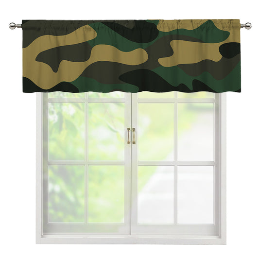 Black And Green Camouflage Print Window Valance