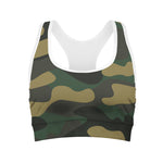 Black And Green Camouflage Print Women's Sports Bra