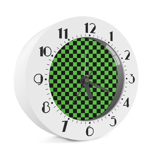 Black And Green Checkered Print Alarm Clock