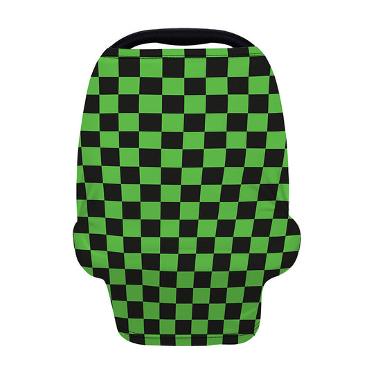 Black And Green Checkered Print Baby Seat Cover