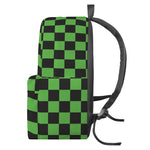 Black And Green Checkered Print Backpack