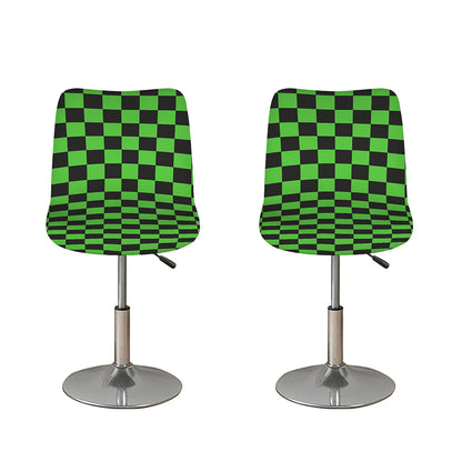 Black And Green Checkered Print Bar Stool Covers