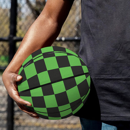 Black And Green Checkered Print Basketball