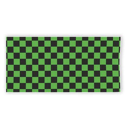 Black And Green Checkered Print Beach Towel