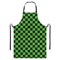 Black And Green Checkered Print Bib Apron With Pocket
