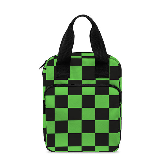 Black And Green Checkered Print Bible Tote Bag