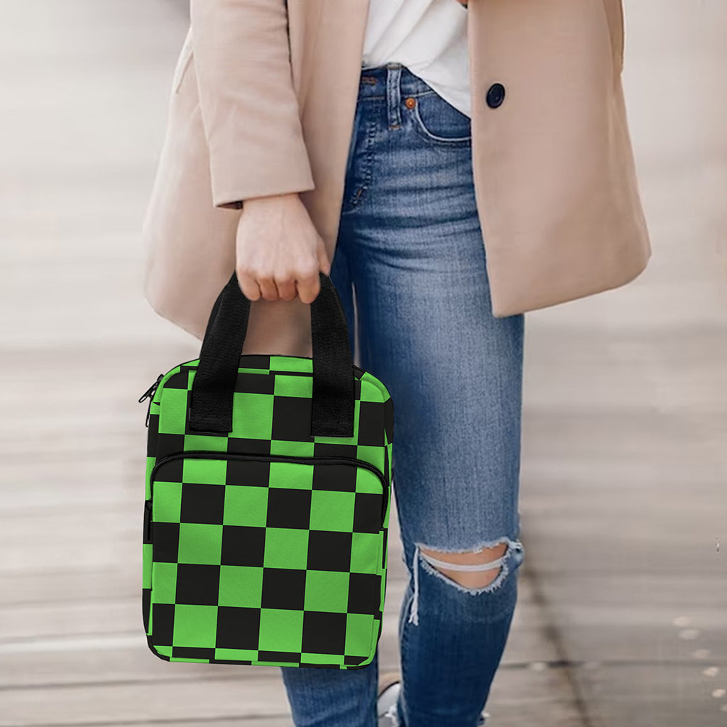 Black And Green Checkered Print Bible Tote Bag