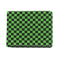 Black And Green Checkered Print Bifold Wallet