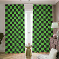 Black And Green Checkered Print Dimout Pencil Pleat Curtains