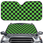 Black And Green Checkered Print Car Windshield Sun Shade