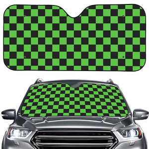 Black And Green Checkered Print Car Windshield Sun Shade