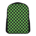 Black And Green Checkered Print Casual Backpack