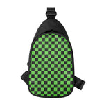 Black And Green Checkered Print Chest Bag
