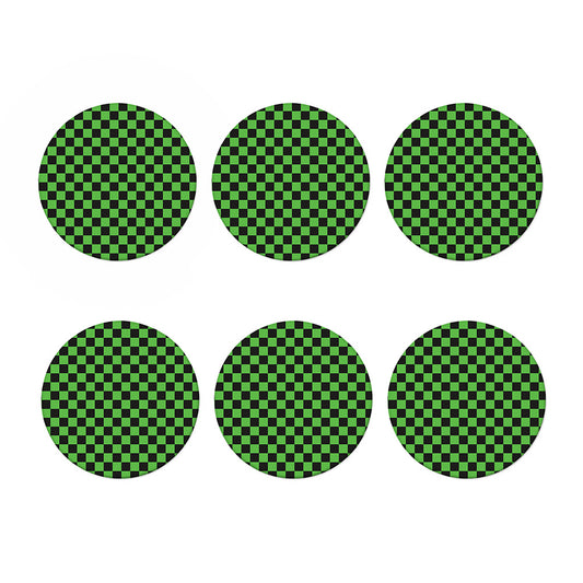 Black And Green Checkered Print Coaster Set