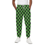 Black And Green Checkered Print Cotton Pants