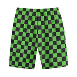 Black And Green Checkered Print Cotton Shorts