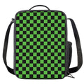 Black And Green Checkered Print Crossbody Lunch Bag