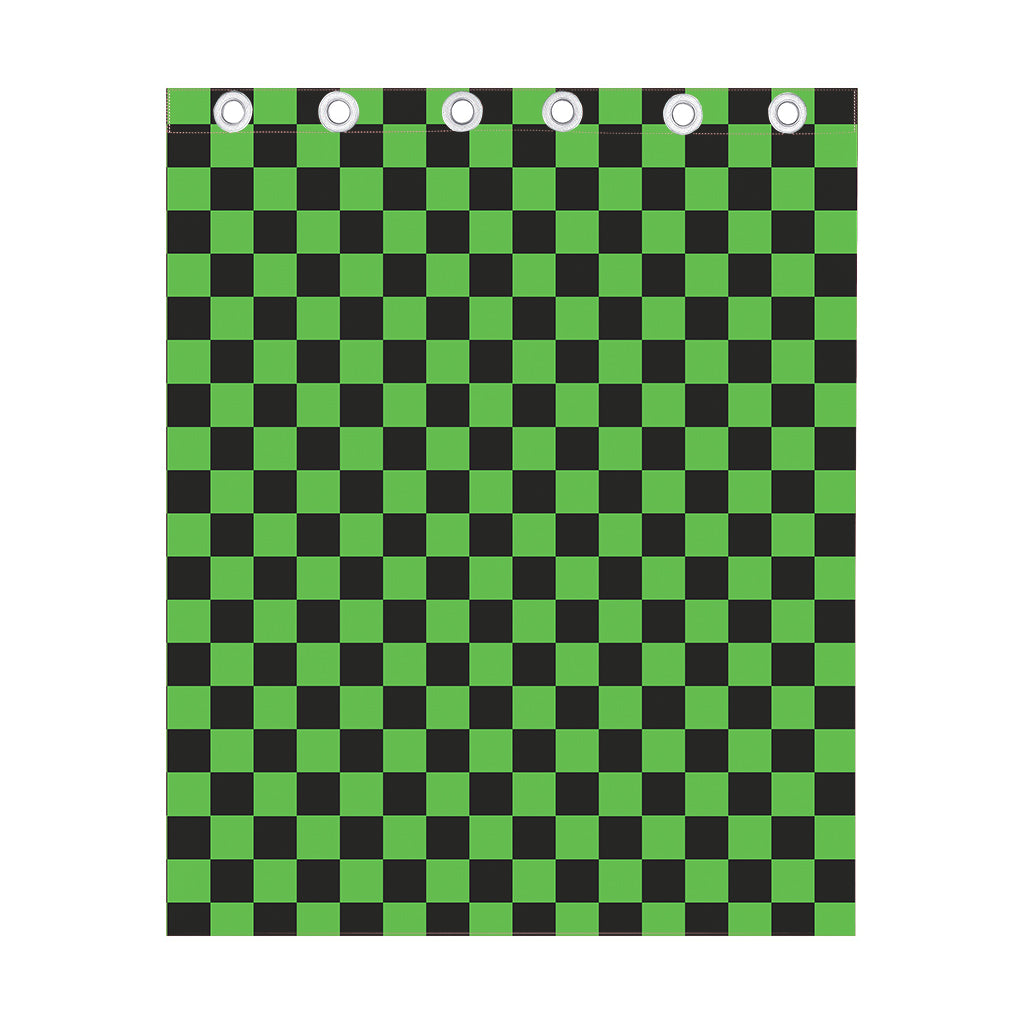 Black And Green Checkered Print Curtain