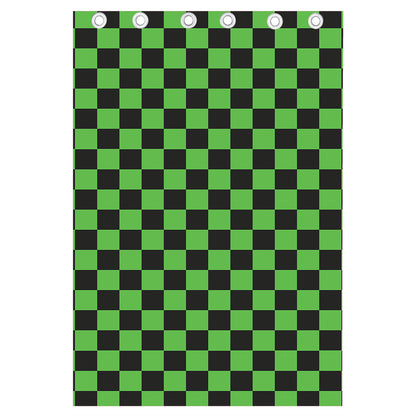 Black And Green Checkered Print Curtain