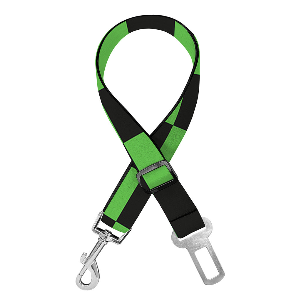 Black And Green Checkered Print Dog Seat Belt