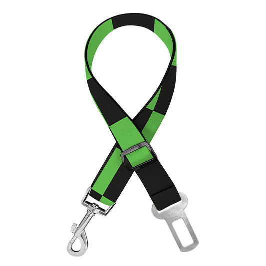 Black And Green Checkered Print Dog Seat Belt