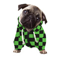 Black And Green Checkered Print Dog Zip Up Hoodie