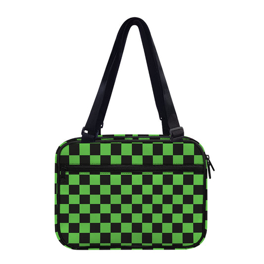 Black And Green Checkered Print Double Strap Bible Bag