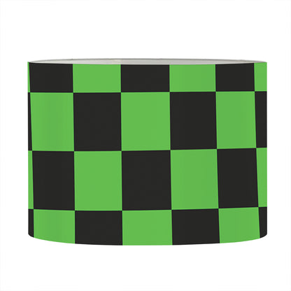 Black And Green Checkered Print Drum Lamp Shade