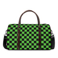 Black And Green Checkered Print Duffel Bag