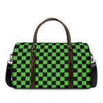 Black And Green Checkered Print Duffle Bag