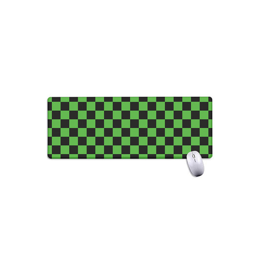 Black And Green Checkered Print Extended Mouse Pad