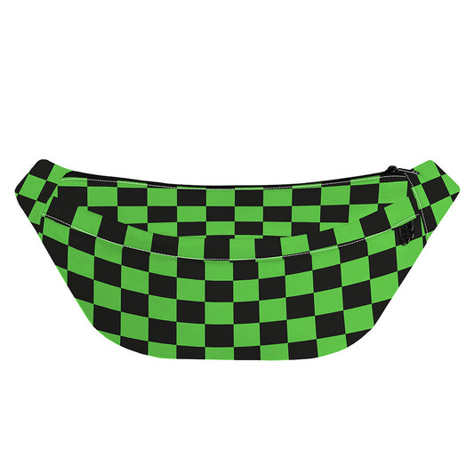 Black And Green Checkered Print Fanny Pack