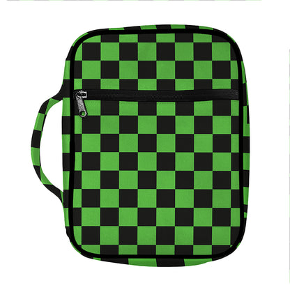 Black And Green Checkered Print Front Pocket Bible Bag