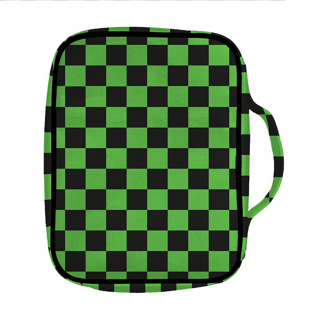 Black And Green Checkered Print Front Pocket Bible Bag