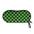 Black And Green Checkered Print Glasses Case