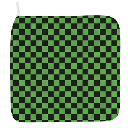 Black And Green Checkered Print Hand Towel
