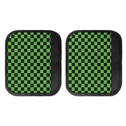 Black And Green Checkered Print Handle Covers