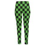 Black And Green Checkered Print High-Waisted Pocket Leggings