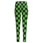 Black And Green Checkered Print High-Waisted Pocket Leggings