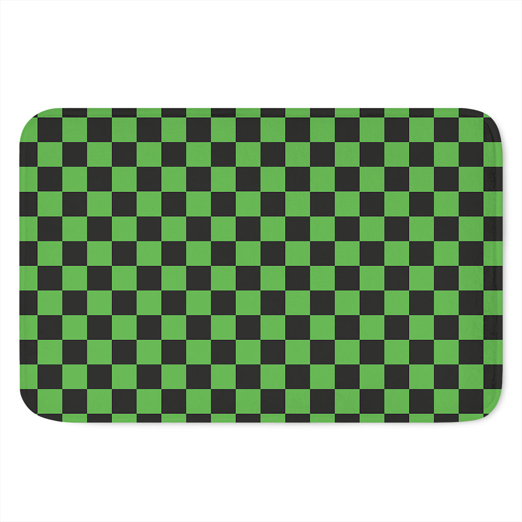 Black And Green Checkered Print Indoor Door Mat