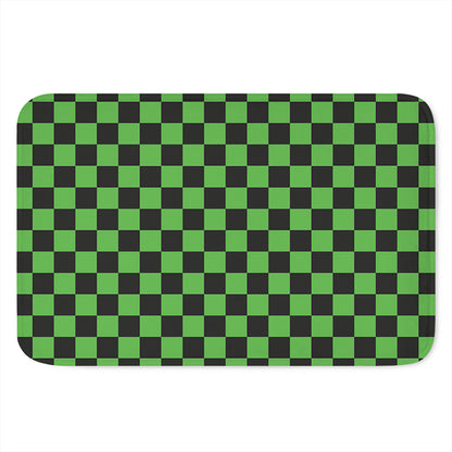 Black And Green Checkered Print Indoor Door Mat