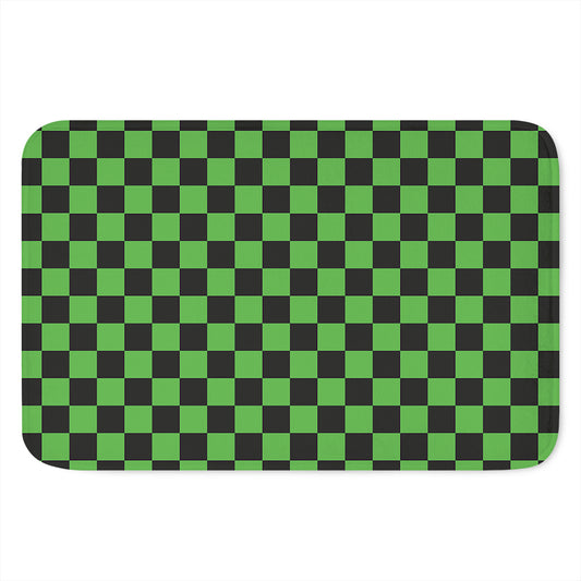 Black And Green Checkered Print Indoor Door Mat