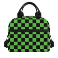 Black And Green Checkered Print Insulated Lunch Bag