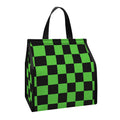 Black And Green Checkered Print Insulated Lunch Tote