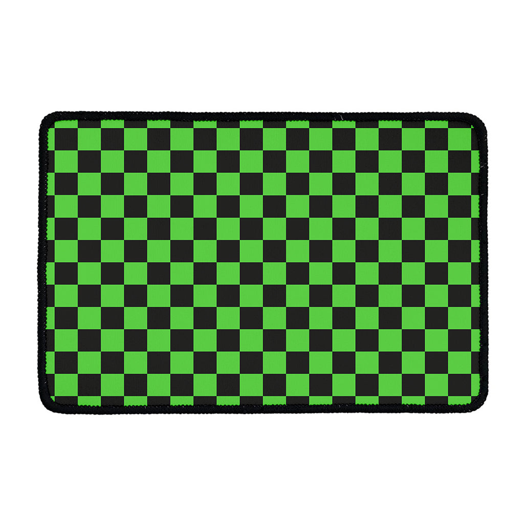 Black And Green Checkered Print Kitchen Mat
