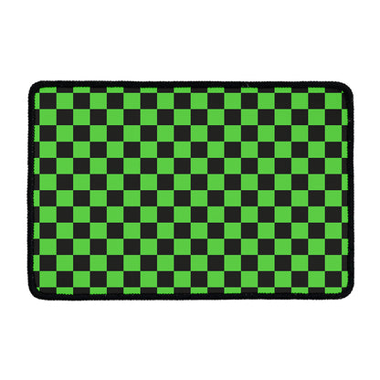 Black And Green Checkered Print Kitchen Mat
